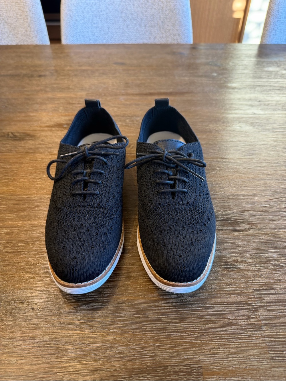 Cole Haan Black Knit Derby Sneakers with White and Tan Sole